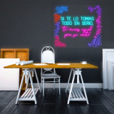 neon led con varios colores y tipografías con metacrilato cuadrado