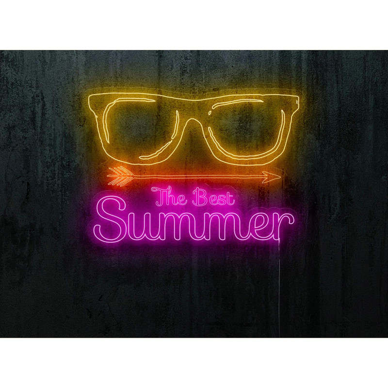 Neón led con forma de gafas con base de metacrilato