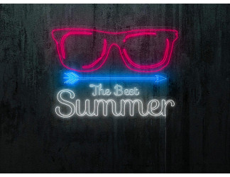 Neón led con forma de gafas con base de metacrilato