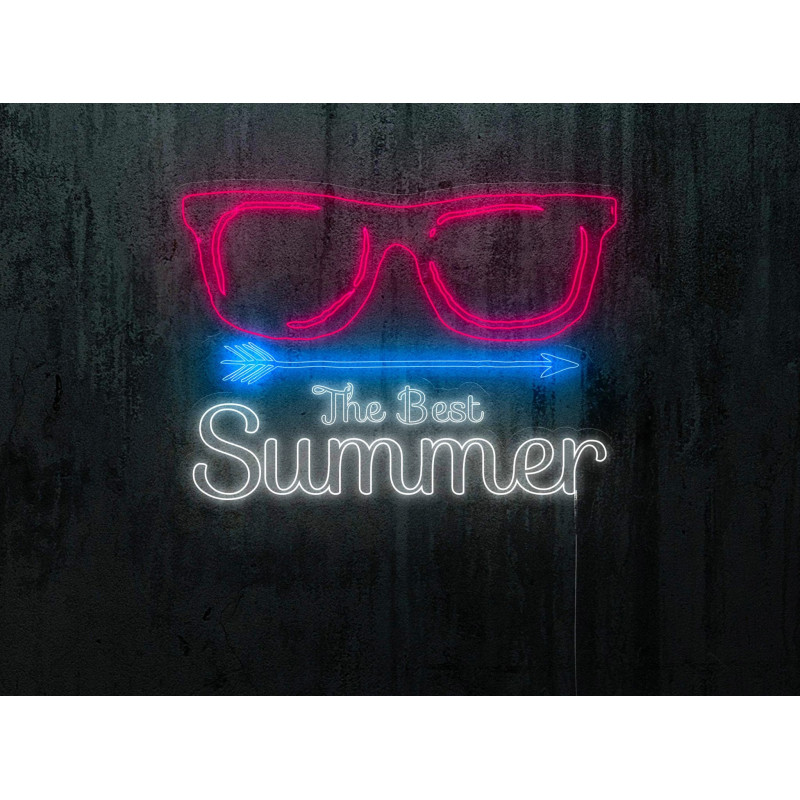 Neón led con forma de gafas con base de metacrilato