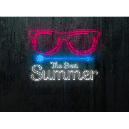 Neón led con forma de gafas con base de metacrilato