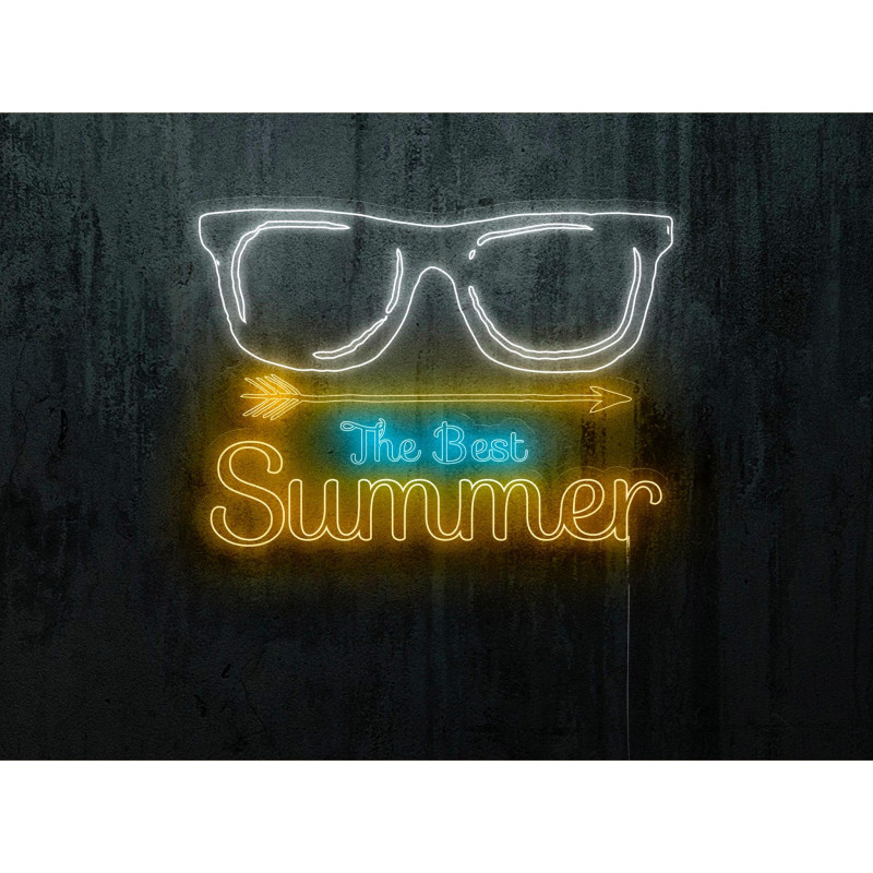 Neón led con forma de gafas con base de metacrilato