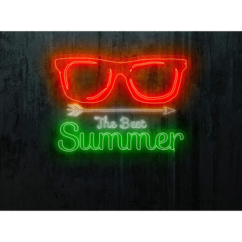 Neón led con forma de gafas con base de metacrilato