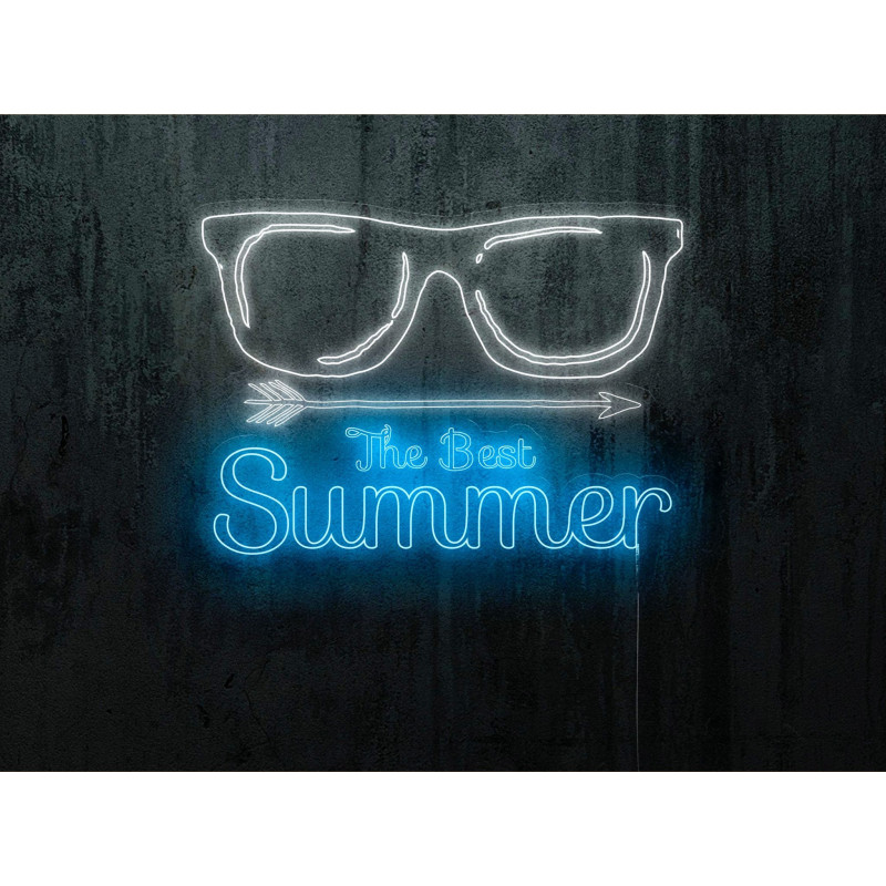 Neón led con forma de gafas con base de metacrilato