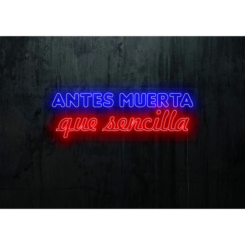 Neón led con corte metacrilato bordeado y tira de neon led flex.