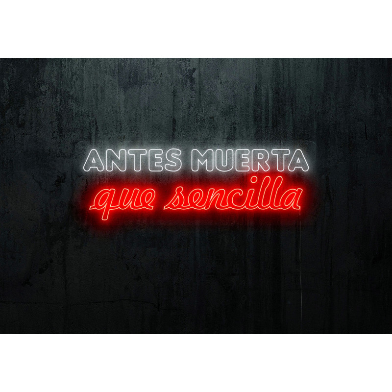Neón led con corte metacrilato bordeado y tira de neon led flex.