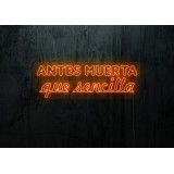 Neón led con corte metacrilato bordeado y tira de neon led flex.