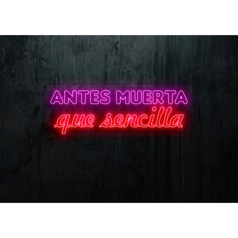 Neón led con corte metacrilato bordeado y tira de neon led flex.