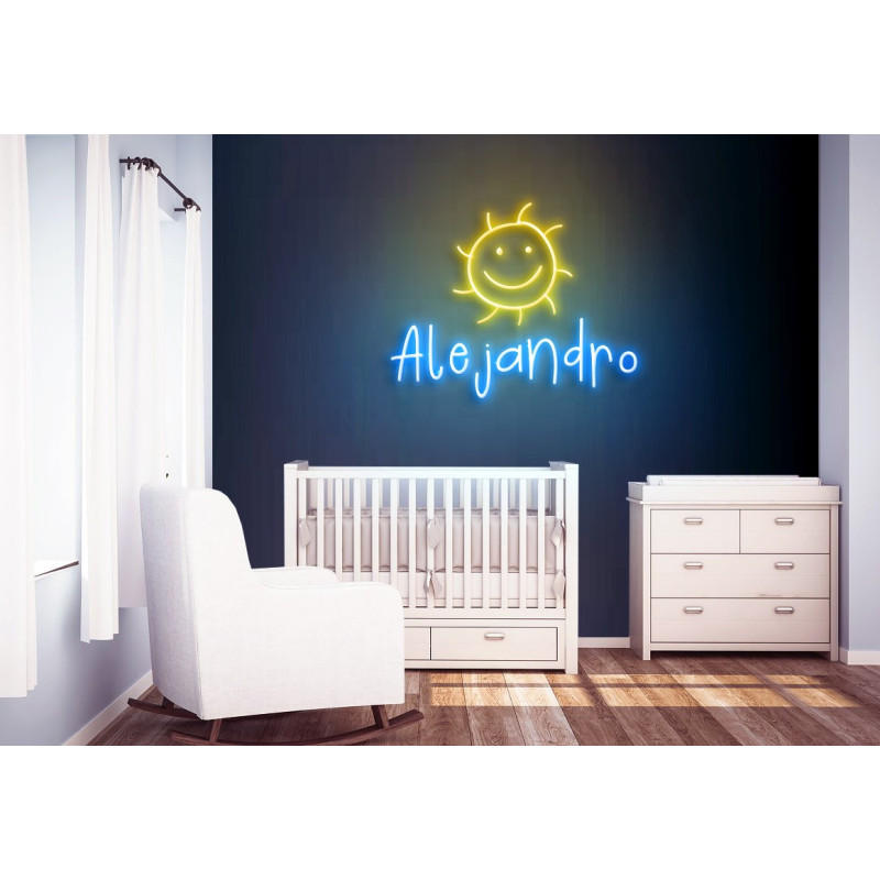 Neón led con corte metacrilato bordeado y tira de neon led flex.