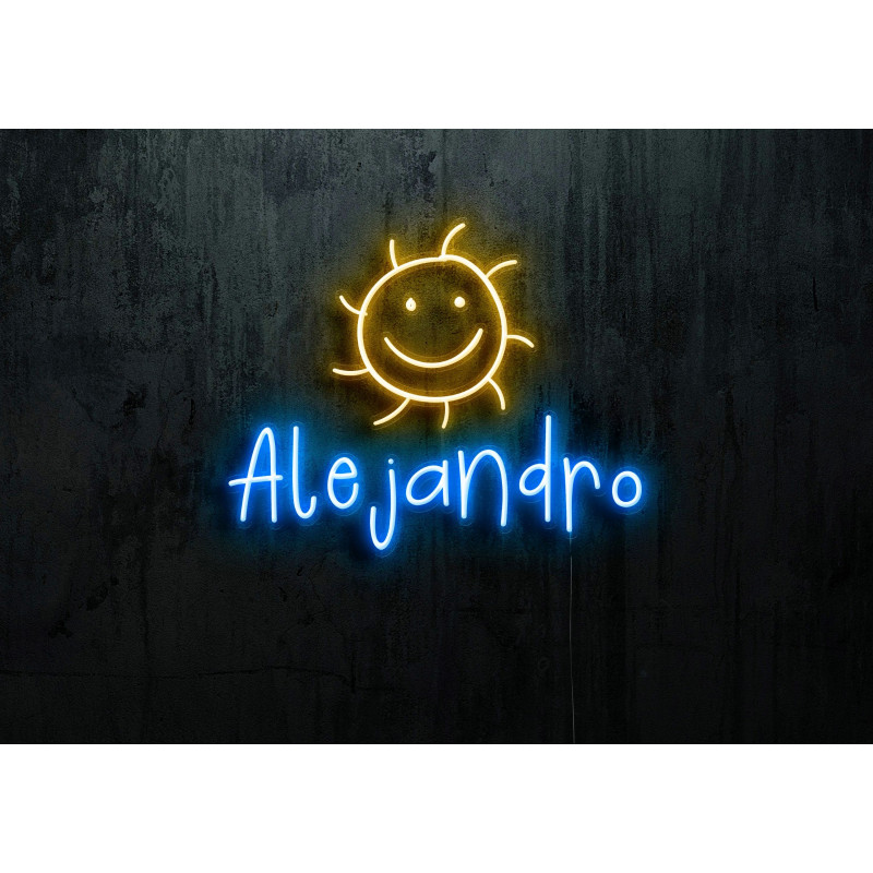 Neón led con corte metacrilato bordeado y tira de neon led flex.