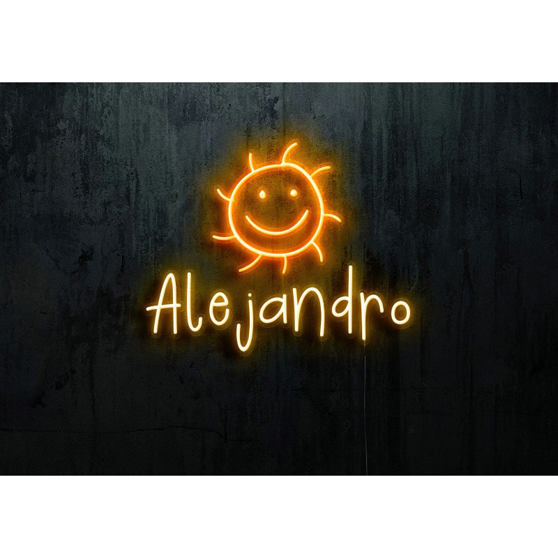 Neón led con corte metacrilato bordeado y tira de neon led flex.