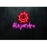 Neón led con corte metacrilato bordeado y tira de neon led flex.