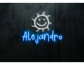 Neón led con corte metacrilato bordeado y tira de neon led flex.
