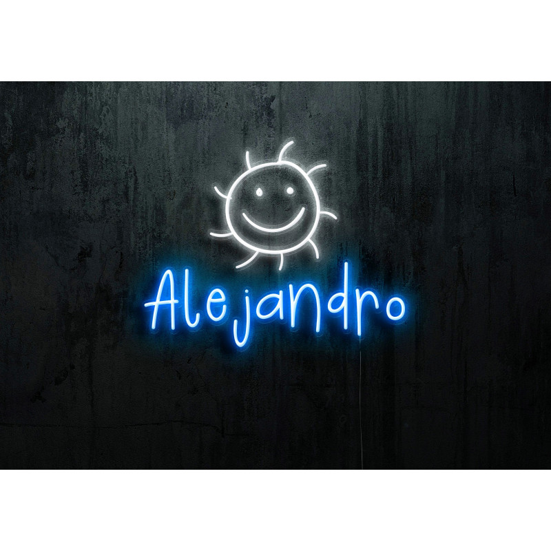 Neón led con corte metacrilato bordeado y tira de neon led flex.