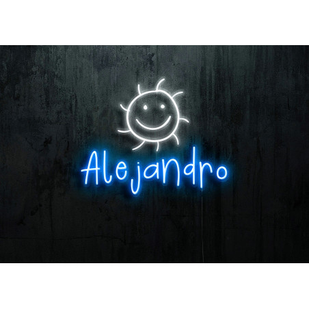 Neón led con corte metacrilato bordeado y tira de neon led flex.