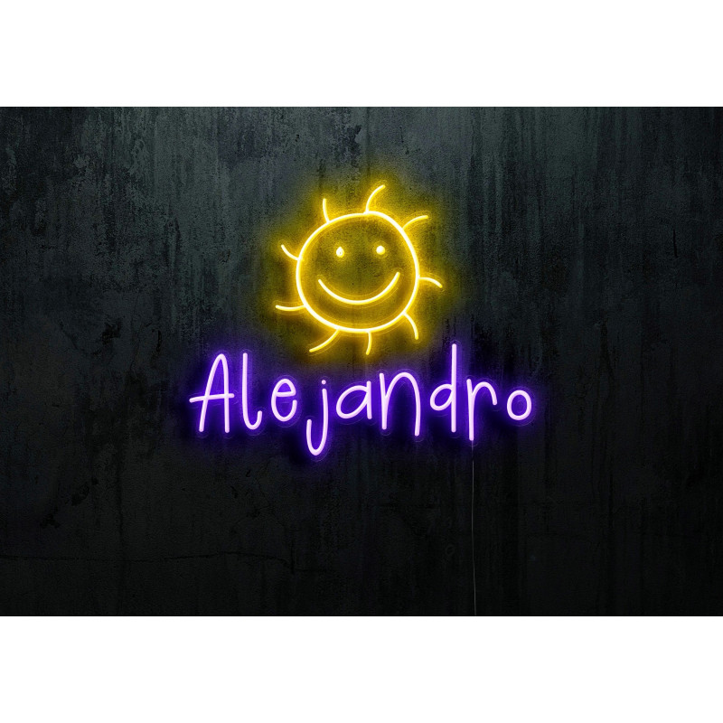 Neón led con corte metacrilato bordeado y tira de neon led flex.