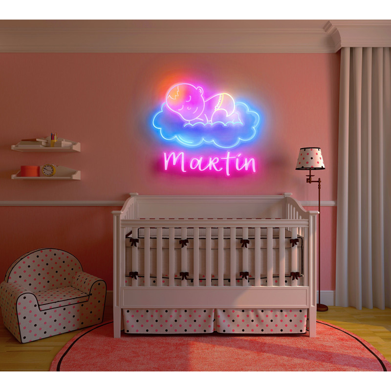 Neón led con corte metacrilato bordeado y tira de neon led Flex.