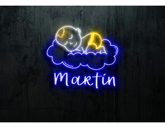 Neón led con corte metacrilato bordeado y tira de neon led Flex.