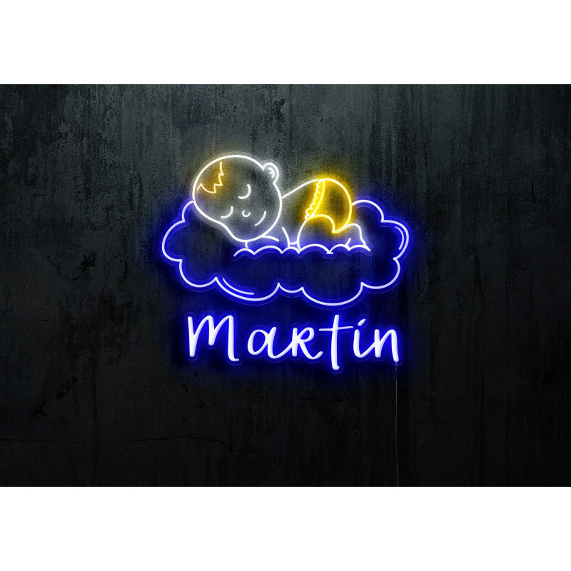 Neón led con corte metacrilato bordeado y tira de neon led Flex.