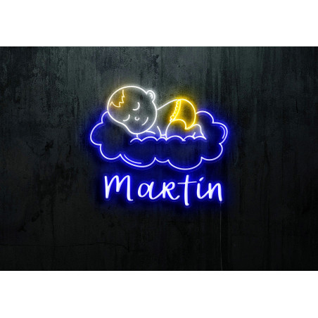 Neón led con corte metacrilato bordeado y tira de neon led Flex.