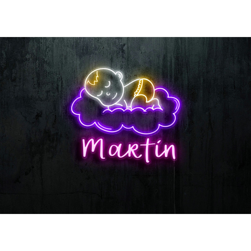Neón led con corte metacrilato bordeado y tira de neon led Flex.