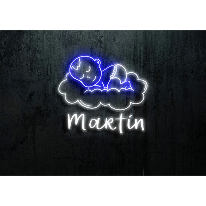 Neón led con corte metacrilato bordeado y tira de neon led Flex.