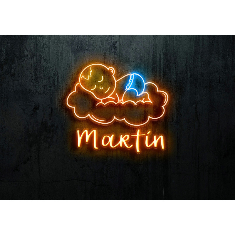 Neón led con corte metacrilato bordeado y tira de neon led Flex.