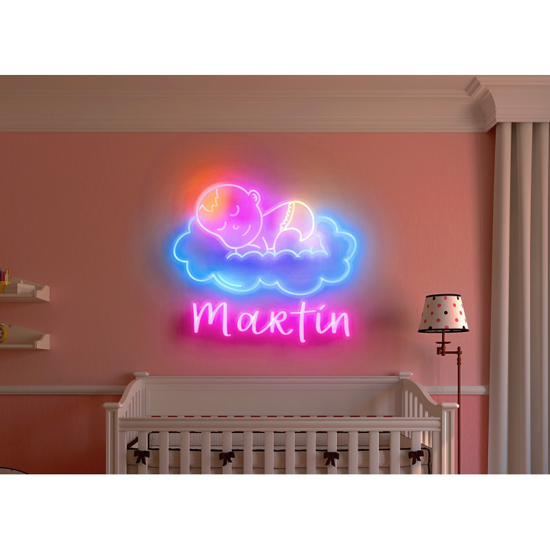 Neón led con corte metacrilato bordeado y tira de neon led Flex.