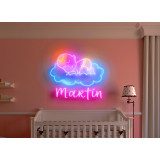 Neón led con corte metacrilato bordeado y tira de neon led Flex.