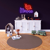 Neón led con corte metacrilato bordeado y tira de neon led Flex. ROTULO