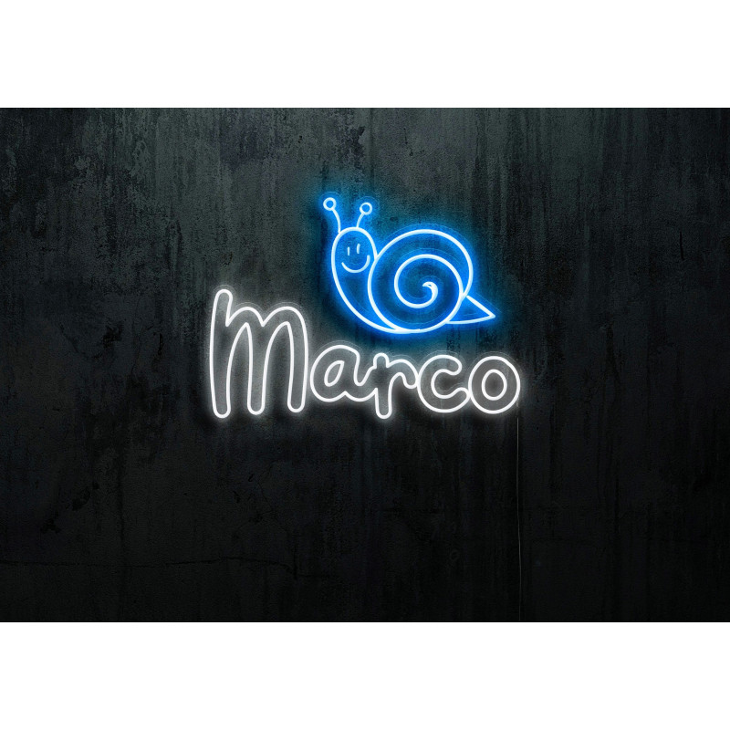 Neón led con corte metacrilato bordeado y tira de neon led Flex. ROTULO