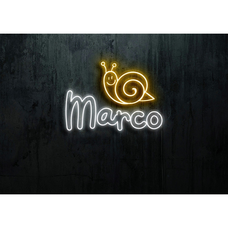 Neón led con corte metacrilato bordeado y tira de neon led Flex. ROTULO