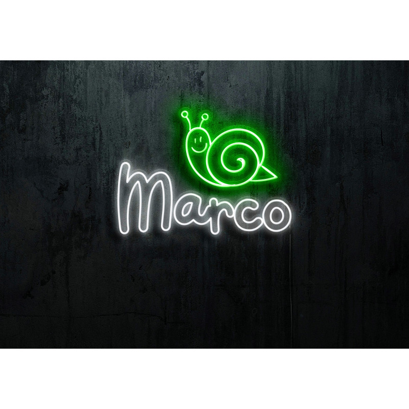 Neón led con corte metacrilato bordeado y tira de neon led Flex. ROTULO