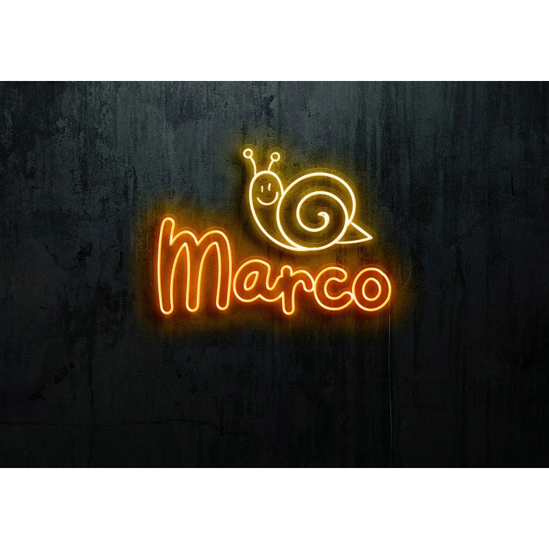 Neón led con corte metacrilato bordeado y tira de neon led Flex. ROTULO