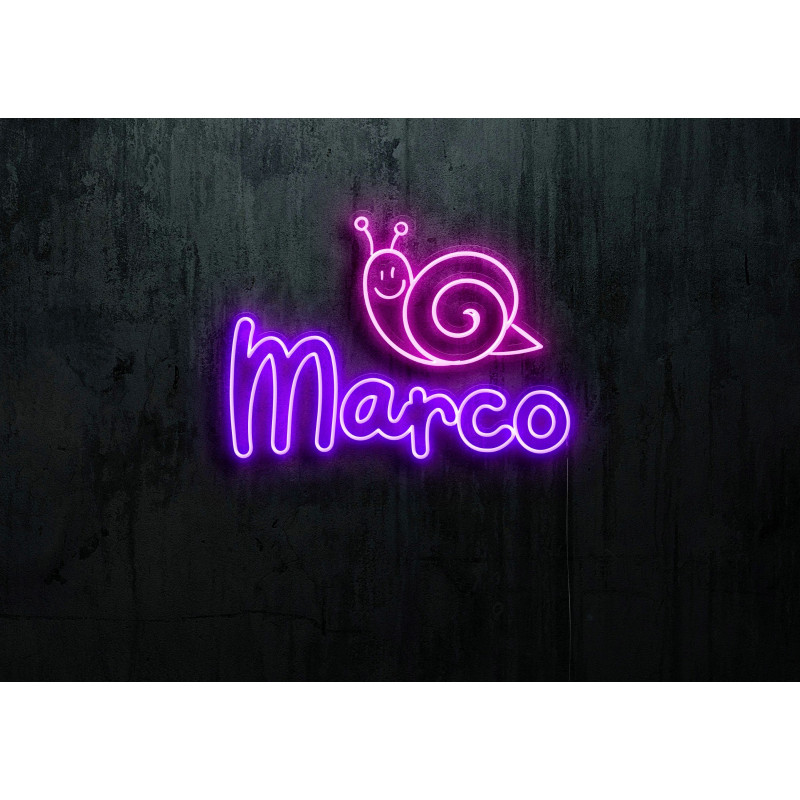 Neón led con corte metacrilato bordeado y tira de neon led Flex. ROTULO