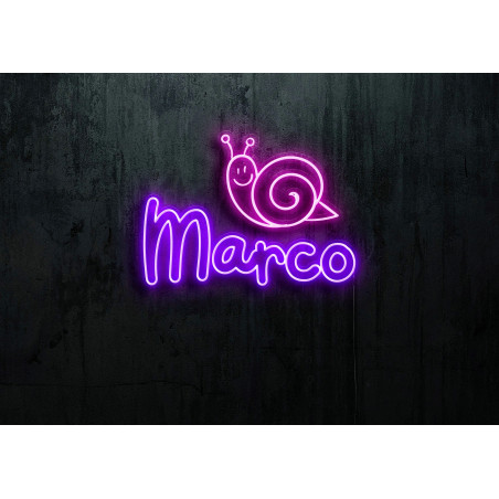 Neón led con corte metacrilato bordeado y tira de neon led Flex. ROTULO