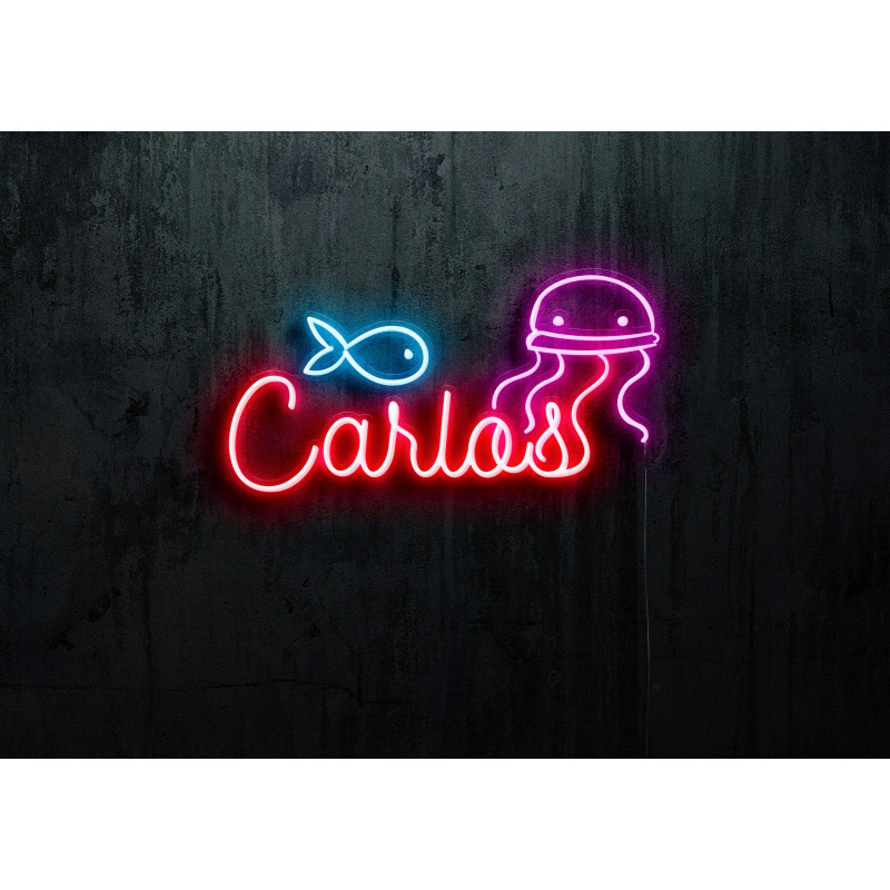 Neón led con corte metacrilato bordeado y tira de neon led Flex. rotulo para la habitación de tu peque