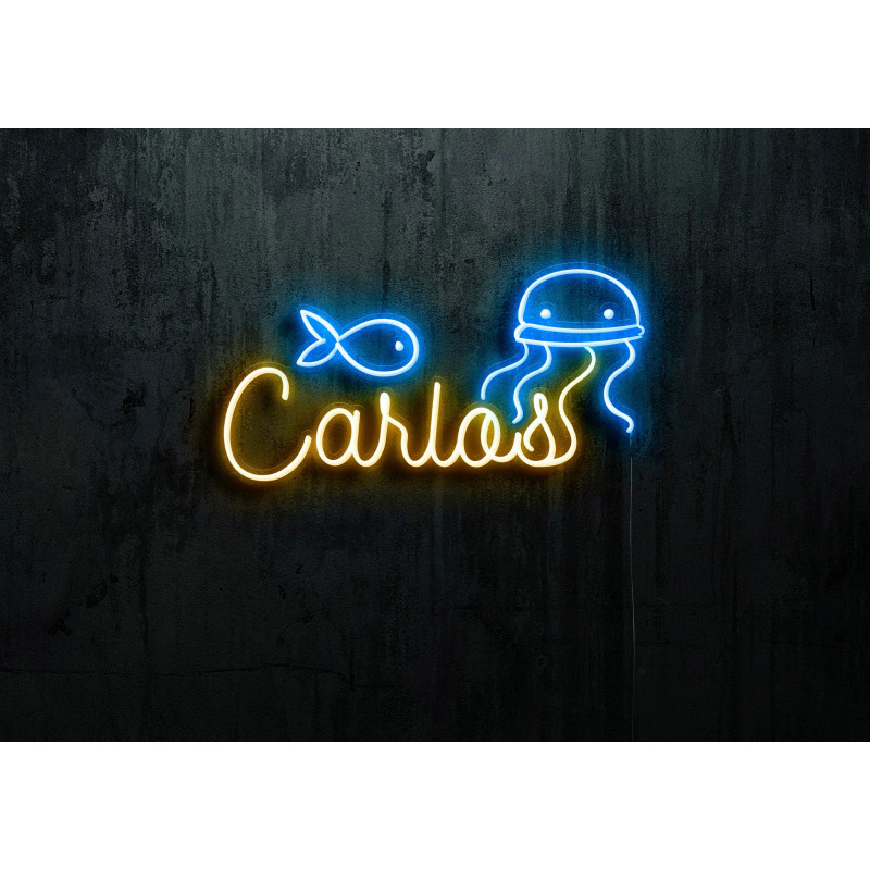 Neón led con corte metacrilato bordeado y tira de neon led Flex. rotulo para la habitación de tu peque