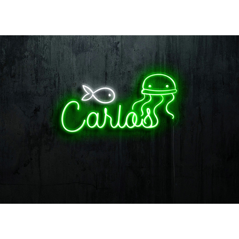 Neón led con corte metacrilato bordeado y tira de neon led Flex. rotulo para la habitación de tu peque