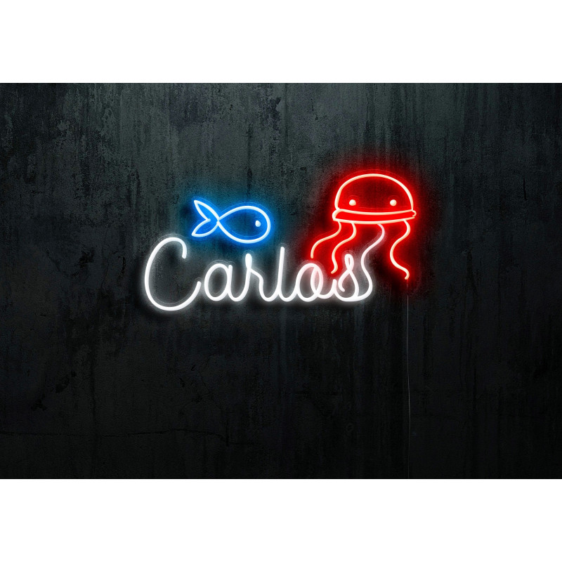 Neón led con corte metacrilato bordeado y tira de neon led Flex. rotulo para la habitación de tu peque