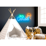 Neón led con corte metacrilato bordeado y tira de neon led Flex. rotulo para la habitación de tu peque
