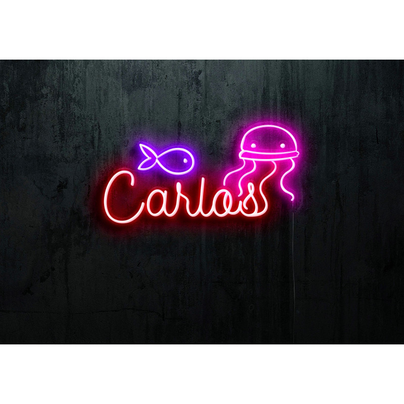 Neón led con corte metacrilato bordeado y tira de neon led Flex. rotulo para la habitación de tu peque