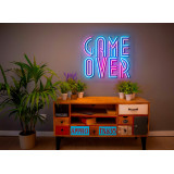 neon led game over, color azul y lila, lightsandwires