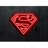 neon led logo Superman color rojo, lightsandwires