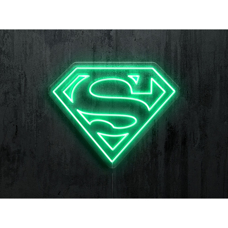 neon led logo Superman color verde, lightsandwires