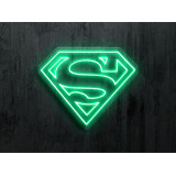 neon led logo Superman color verde, lightsandwires
