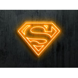 neon led logo Superman color naranja, lightsandwires