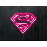 neon led logo Superman color rosa, lightsandwires