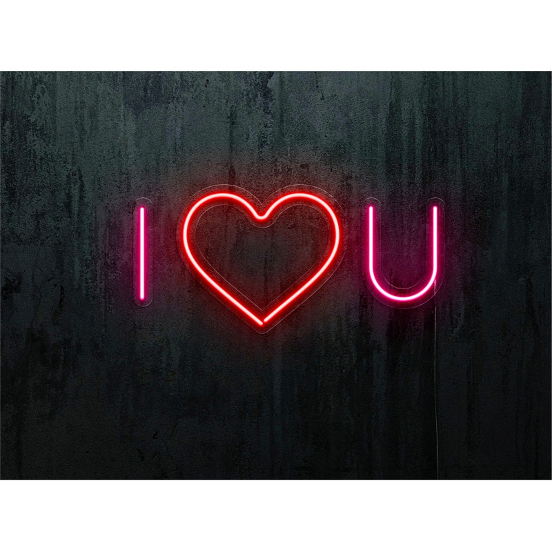 NEON LED I LOVE YOU, COLOR ROSA CORAZON ROJO, LIGHTSANDWIRES
