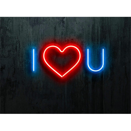 NEON LED I LOVE YOU, COLOR AZUL CORAZON ROJO, LIGHTSANDWIRES